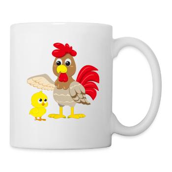 Comic Design Huhn mit Küken - Tasse - Weiß - Rechts
