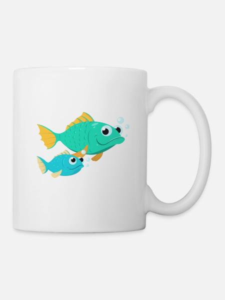 Fish with baby fish - Mug - white