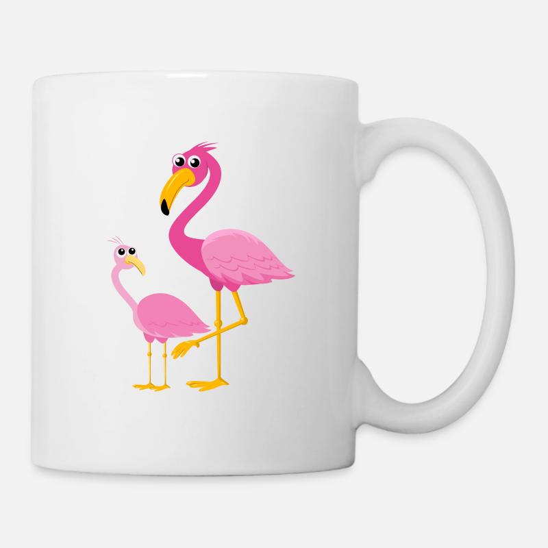 Flamingo avec bébé flamingo - Mug blanc - blanc