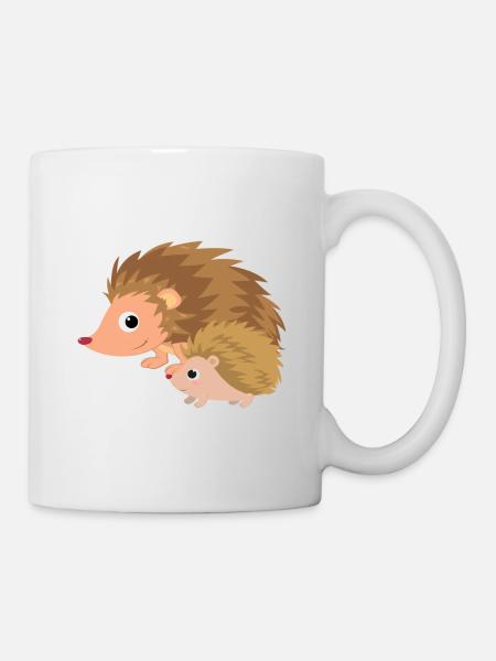 Hedgehog with hedgehog baby - Mug - white