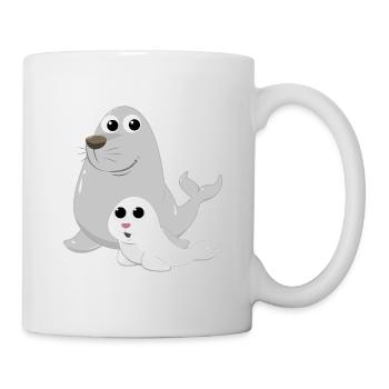 Phoque avec bébé phoque - Mug blanc - blanc - Droite