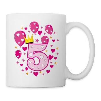 05 5 Geburtstag Mädchen Luftballons Krone Sternc - Tasse - Weiß - Rechts