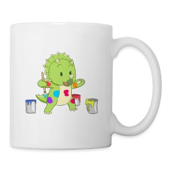 Dino petit artiste - Mug blanc - blanc - Droite