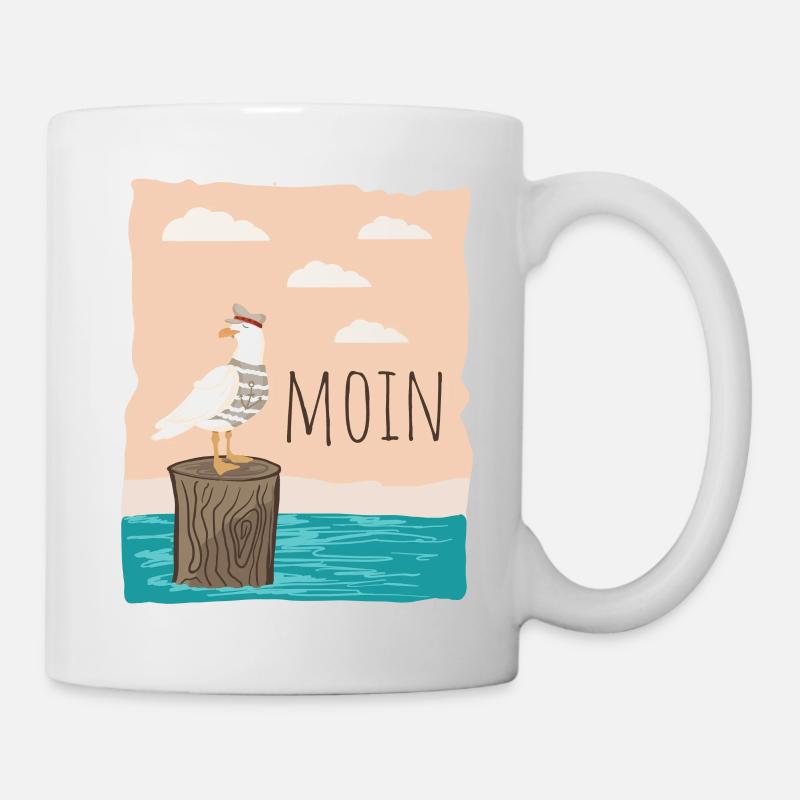 Moin Cooler Spruch Möwe See Küste Hafen Geschenk - Tasse - Weiß