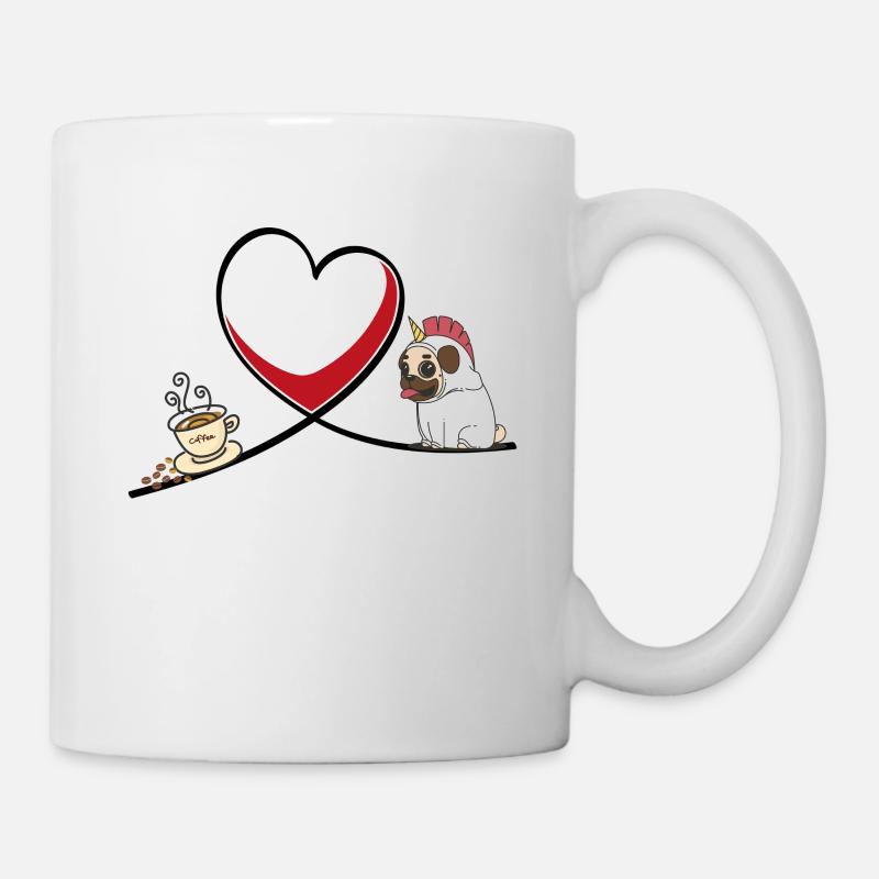 Kaffe Mops Coffee Pug Unicorn Einhorn - Tasse - Weiß