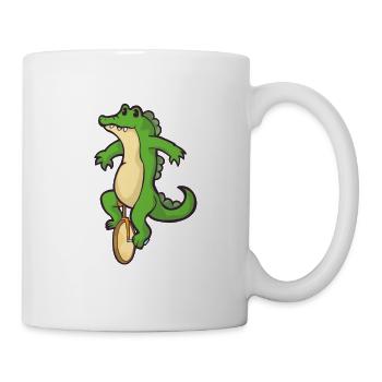 Einrad Krokodil Alligator Kinder Zirkus Geschenk - Tasse - Weiß - Rechts
