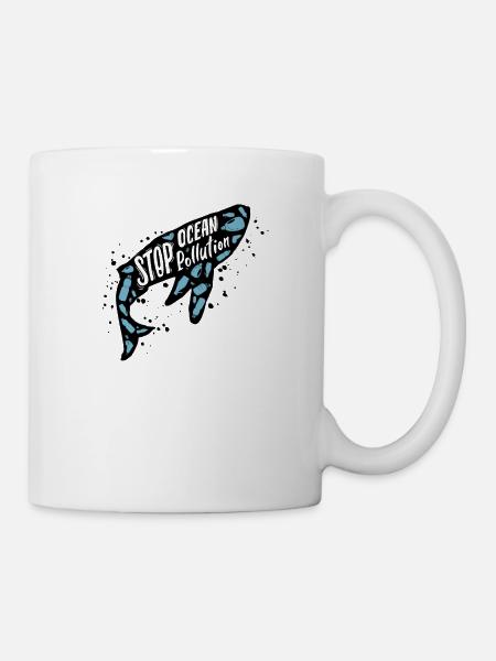 Halte à la pollution des océans! - Mug blanc - blanc