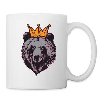 Roi ours avec couronne, grizzly, panda, idée cadeau - Mug blanc - blanc - Droite