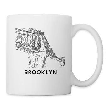 Brooklyn Bridge Hand Linie Zeichnung New York Design - Tasse - Weiß - Rechts