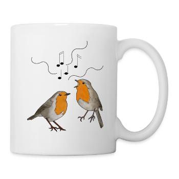 Singende Rotkehlchen - Tasse - Weiß - Rechts