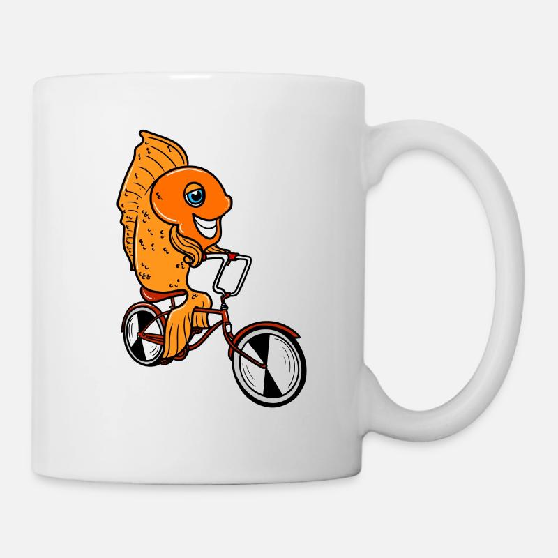 Poisson en vélo pêche pêcheur cyclisme cadeaux - Mug blanc - blanc
