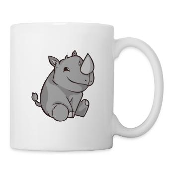 Chibi Comic Rhino Kawaii Cute Gift - Mug - white - Right