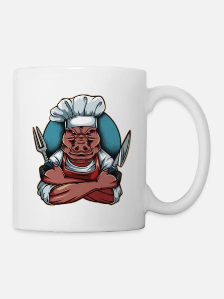 Chefkoch Schwein Wildschwein Küche Kochen Wildtier - Tasse - Weiß
