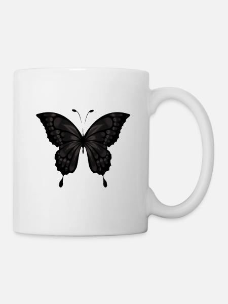 Schwarzer Schmetterling - Tasse - Weiß