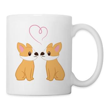 Corgi - Corgi T-Shirt - Hundeliebe - Herz - Tasse - Weiß - Rechts