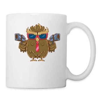 Eule mit Pistolen - Tasse - Weiß - Rechts