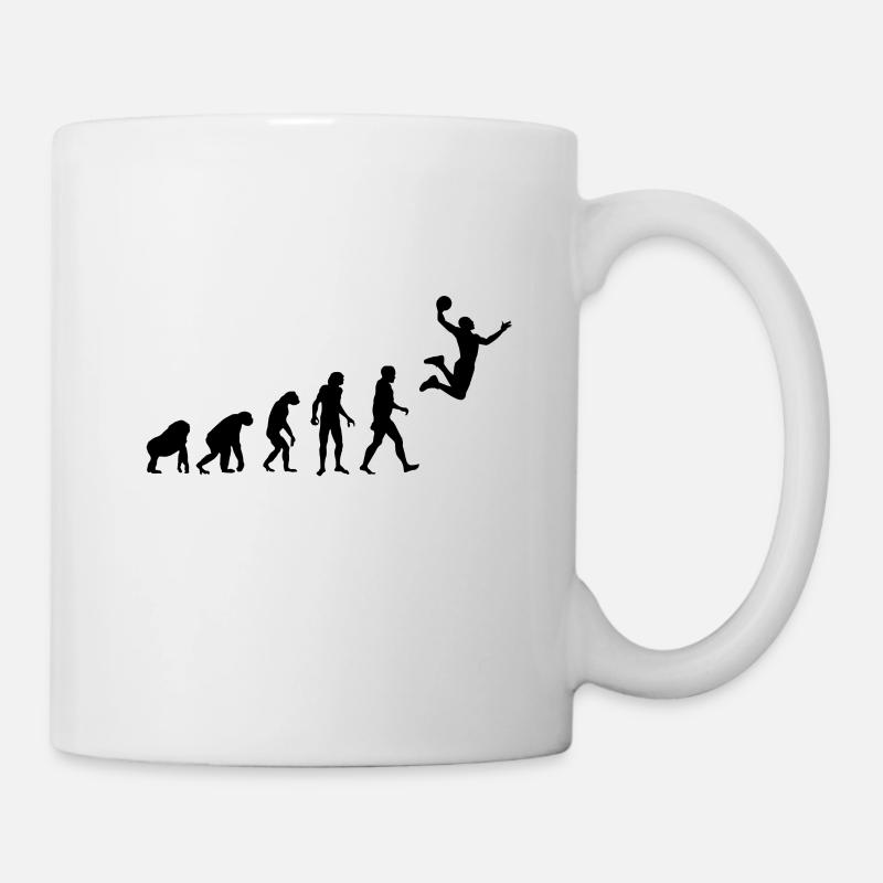 Evolution von einem Höhlenmenschen zu Basketballer - Tasse - Weiß