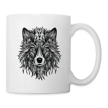 Wolf Kopf - Tasse - Weiß - Rechts