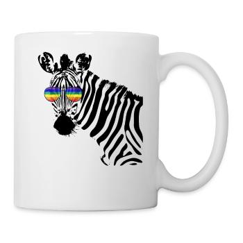 Zebra with rainbow glasses CSD LGBTQ Pride Shirt - Mug - white - Right