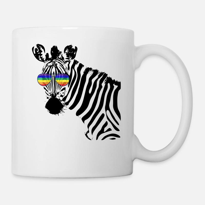 Zebra mit Regenbogen Brille CSD LGBTQ Pride Shirt - Tasse - Weiß