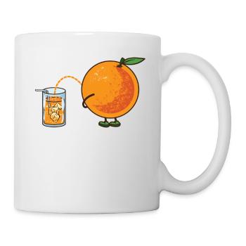 Orange Pipi Pinkeln Lustig Saft gesund - Tasse - Weiß - Rechts
