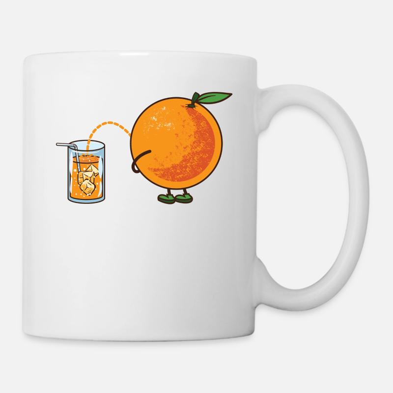 Orange Pipi Pinkeln Lustig Saft gesund - Tasse - Weiß
