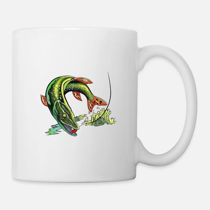 Raubfisch Angeln - Hecht - Angler Geschenk - Tasse - Weiß