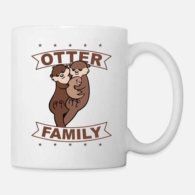 Otter Family, Süßes, Geschenk, Geschenkidee - Tasse - Weiß