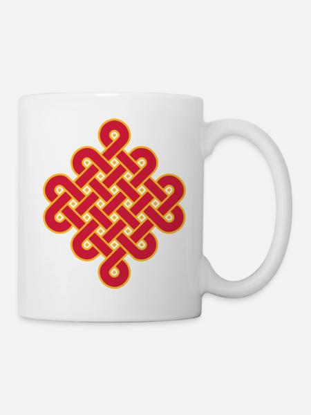 Endlos Knoten, Tibet, Unendlich, Buddhismus, Glück - Tasse - Weiß