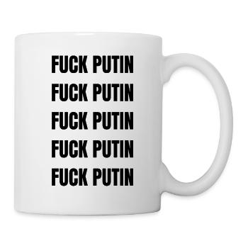 FUCK PUTIN Politik Schrift schwarz Demonstration - Tasse - Weiß - Rechts