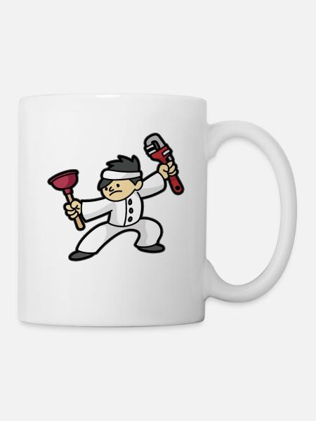 Klempner Ninja Sanitär Installateur Pümpel Zange - Tasse - Weiß