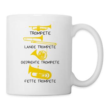 Arten von Trompeten, Trompete, Geschenk, lustig - Tasse - Weiß - Rechts