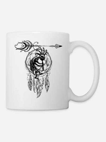 Native American Filigree Kokopelli Dreamcatcher 1 - Tasse - Weiß