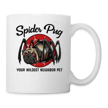 Niedlicher Spinnen Mops Hundehalter Tier Geschenk - Tasse - Weiß - Rechts