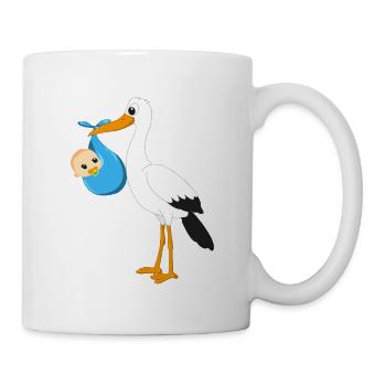Stork standing with baby and sucking boy - Mug - white - Right