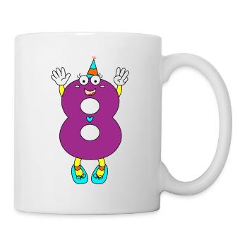 Zahl 8 Nummer Ziffer Acht Jubiläum Geburtstag - Tasse - Weiß - Rechts