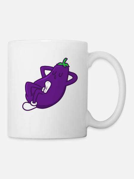 Sleepy Eggplant , Augergine Chillt - Tasse - Weiß