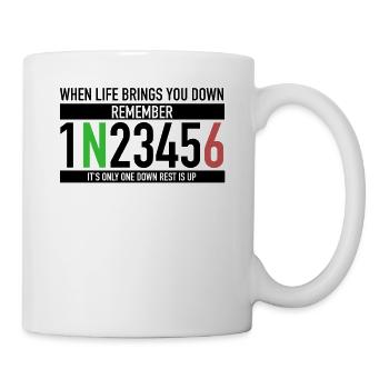 1N23456 Motorcycle Circuit One Down Rest Is Up - Mug - white - Right