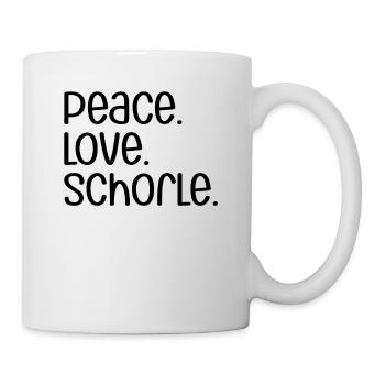 Peace Love Schorle | Pfälzer Dialekt, Pfälzisch - Tasse - Weiß - Rechts