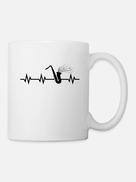 Herzschlag Saxophon zu einem Saxophonist - Tasse - Weiß