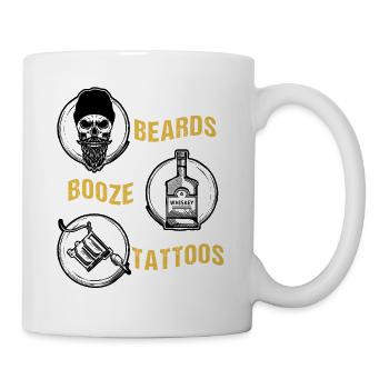 Beard's Booze Tattoos Father's Day Gift - Mug - white - Right