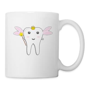 Fée des dents aux ailes roses - Illustration de la dent - Mug blanc - blanc - Droite