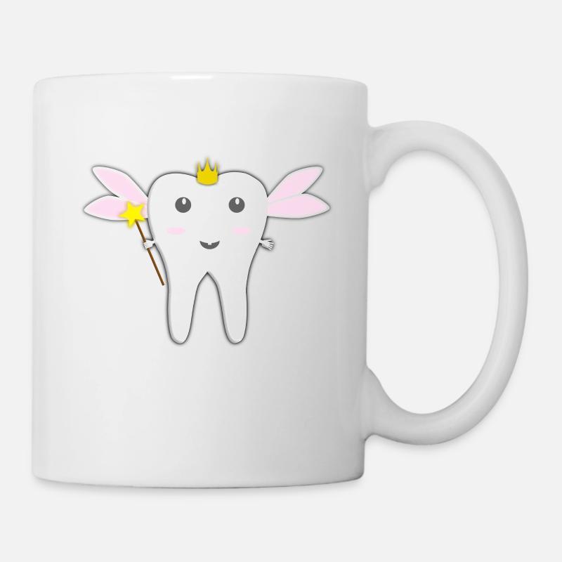 Fée des dents aux ailes roses - Illustration de la dent - Mug blanc - blanc