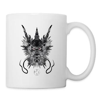 Japanischer Drachenhorimono-Tattoo-Stil schwarz - Tasse - Weiß - Rechts
