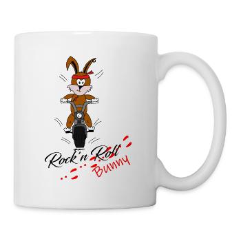 Rock'n Roll Hase Mororrad - Tasse - Weiß - Rechts