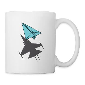 Paper plane with jet shadow gift pilot - Mug - white - Right