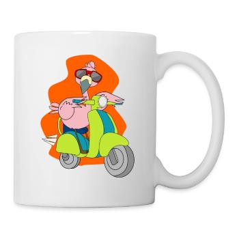 Flamingo motorcycle scooter moped gift shirt - Mug - white - Right