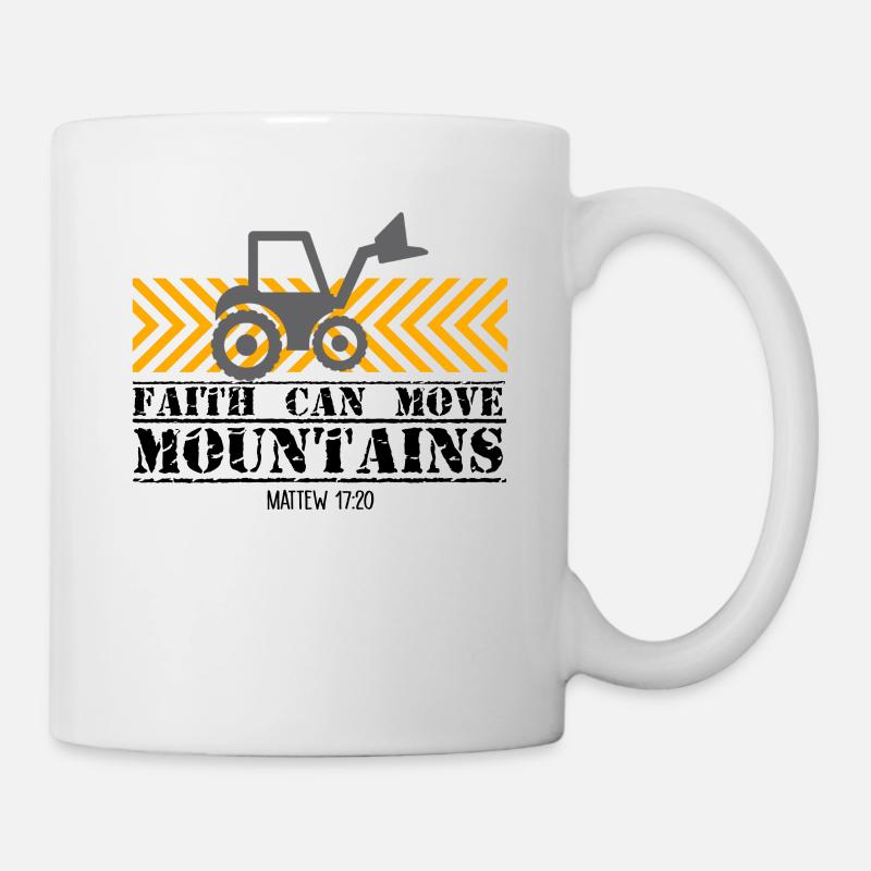Glaube versetzt Berge, Christlich, Kinder, Bagger - Tasse - Weiß
