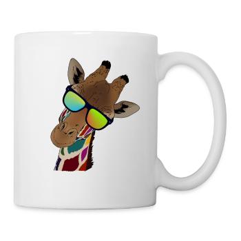 Rainbow giraffe with sun glasses gift idea - Mug - white - Right