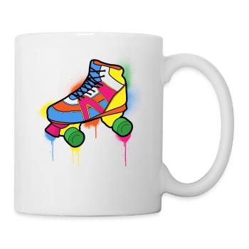 1980s 80s 80er Roller Skates Skating - Tasse - Weiß - Rechts
